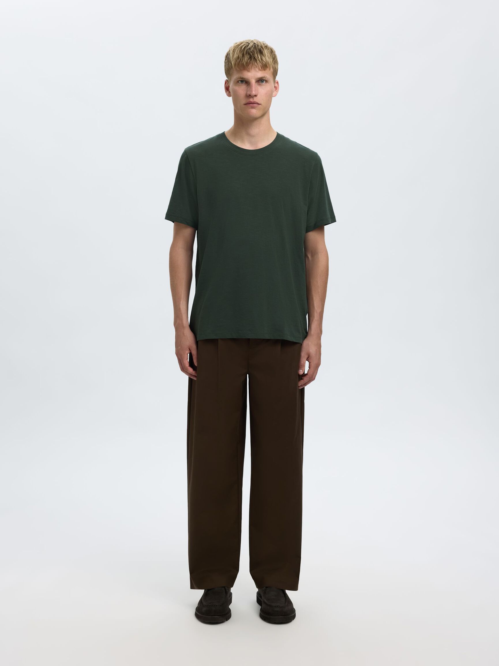 FLAMMENGARN BAUMWOLL T-SHIRT, Deep Forest, highres