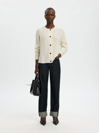 WOOL BLEND CARDIGAN, Snow White, highres