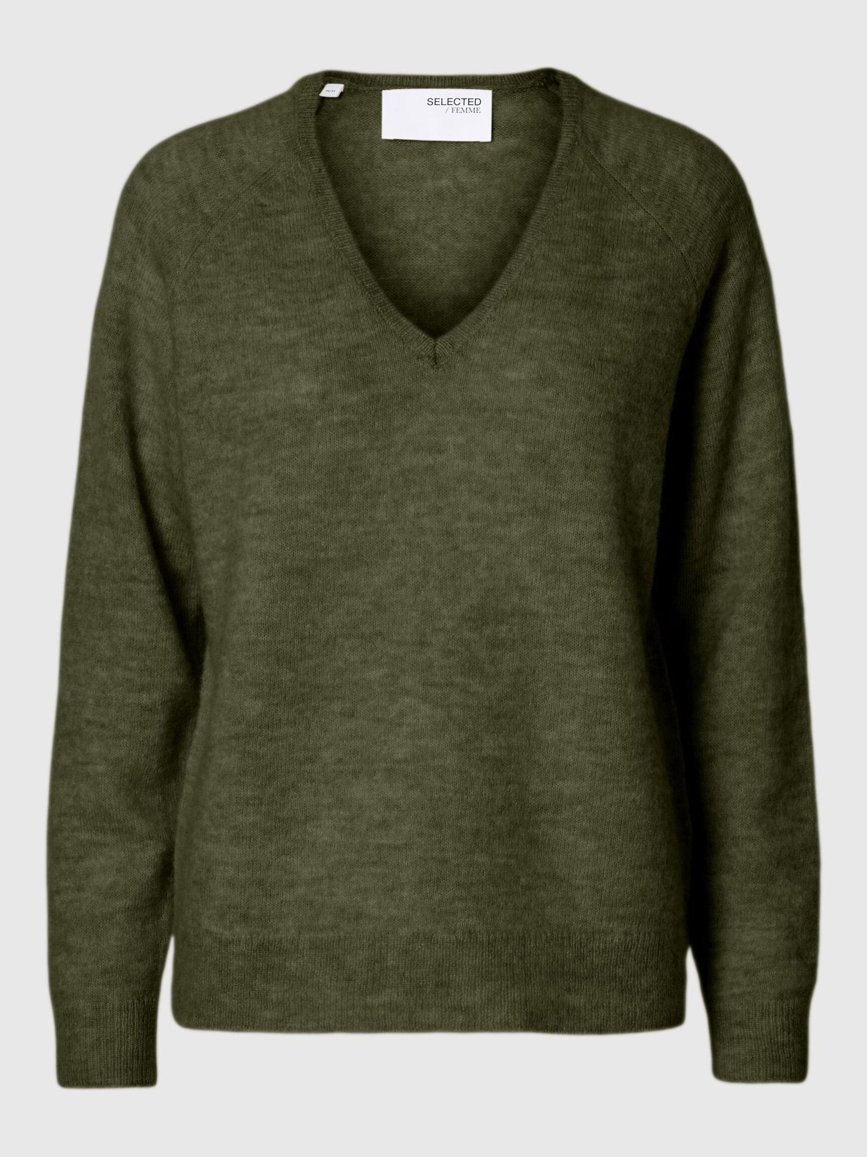 WOLLGEMISCH V-AUSSCHNITT PULLOVER, Kalamata, highres