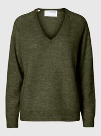 WOLLGEMISCH V-AUSSCHNITT PULLOVER, Kalamata, highres