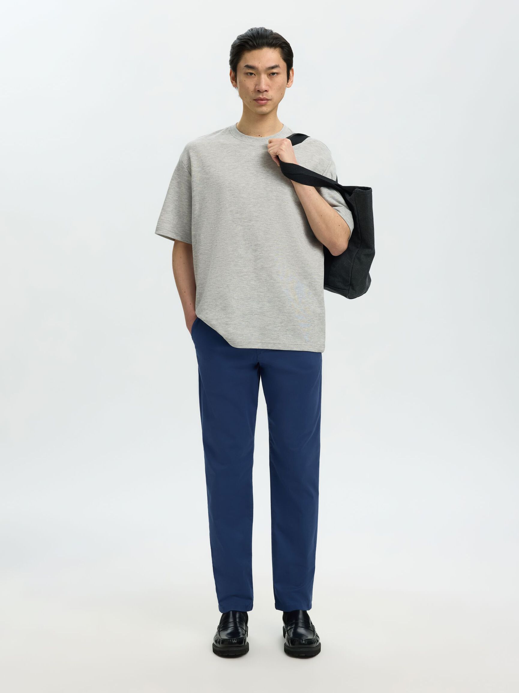 LOOSE FIT T-SHIRT, Light Grey Melange, highres