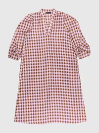 CHECKED MIDI DRESS, Fair Orchid, highres