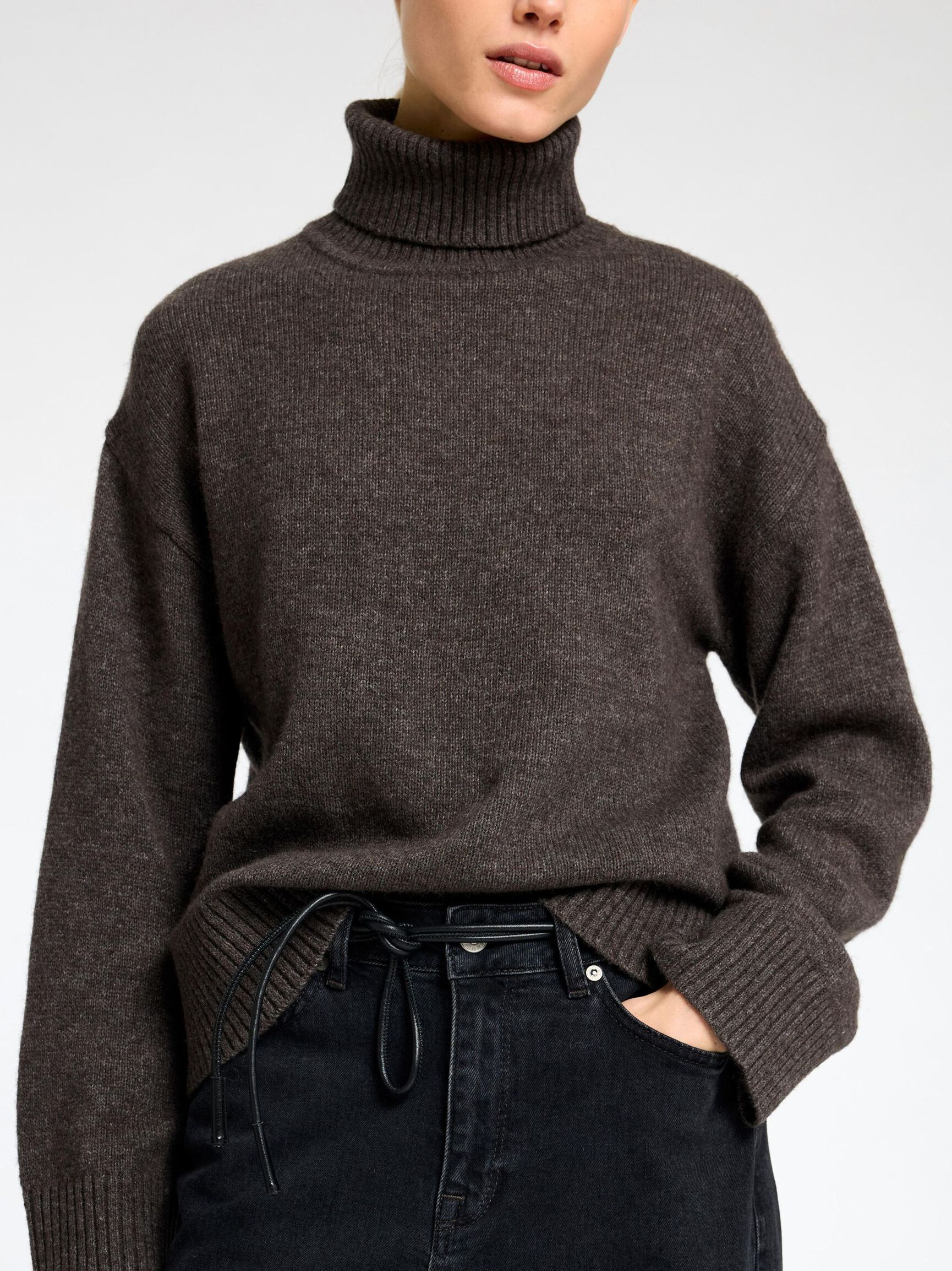 WOLLGEMISCH ROLLKRAGEN PULLOVER, After Dark, highres