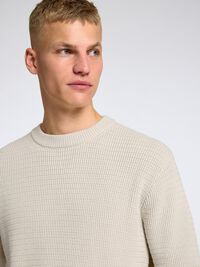 STRUCTURED CREWNECK JUMPER, Oatmeal, highres