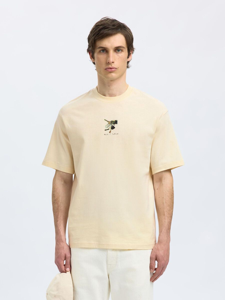 Selected BEDRUKT T-SHIRT MET RONDE HALS, Egret, highres - 16097663_Egret_1189119_003.jpg