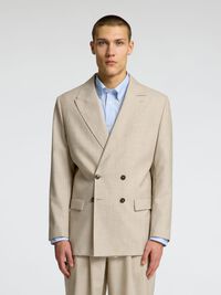 100% WOOL DOUBLE-BREASTED BLAZER, Egret, highres