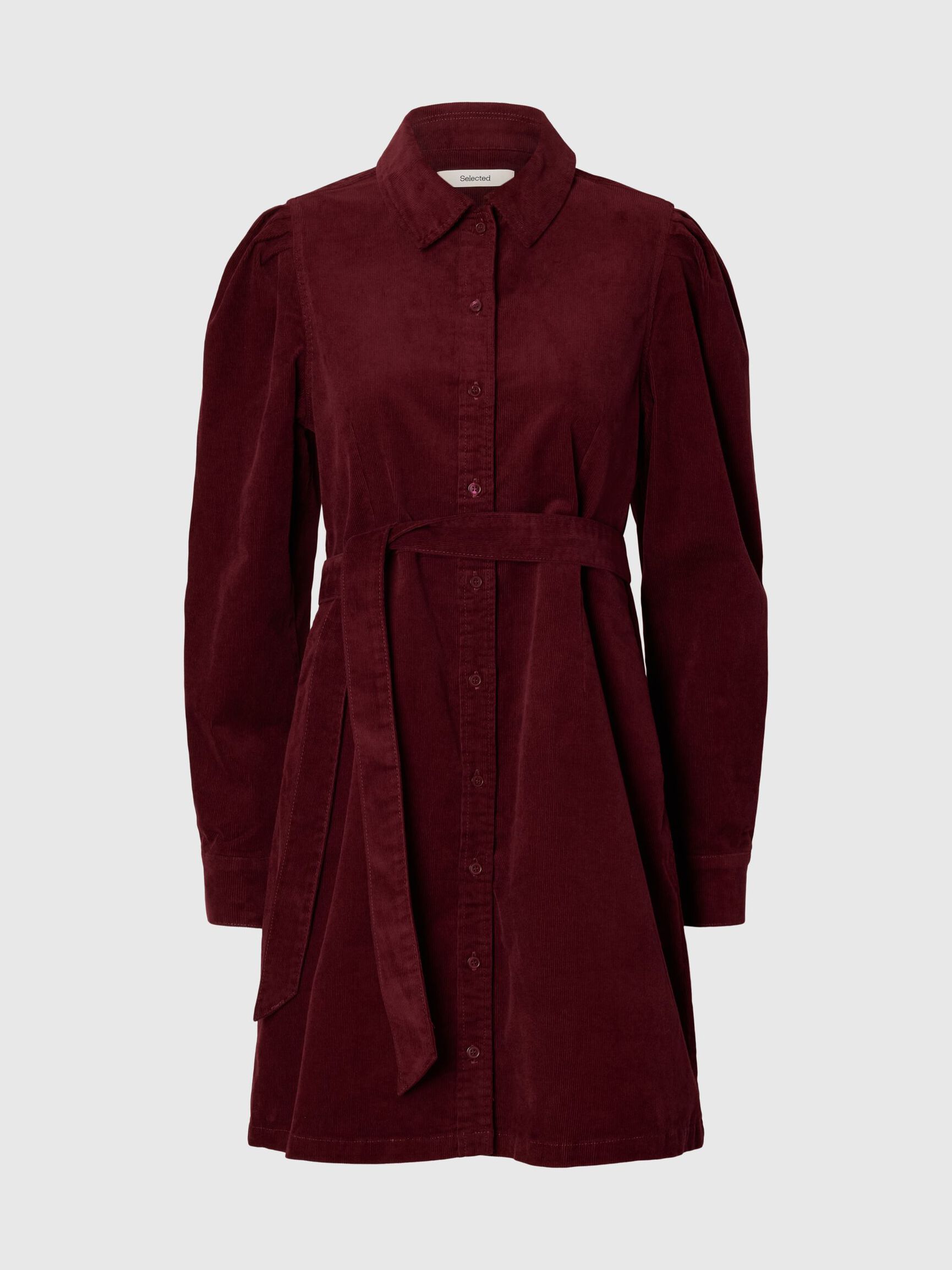 COTTON CORDUROY MINI DRESS, Tawny Port, highres