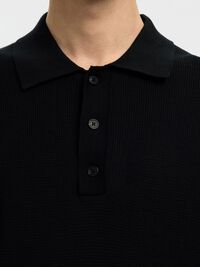 RELAXED FIT POLOHEMD AUS STRICK, Black, highres