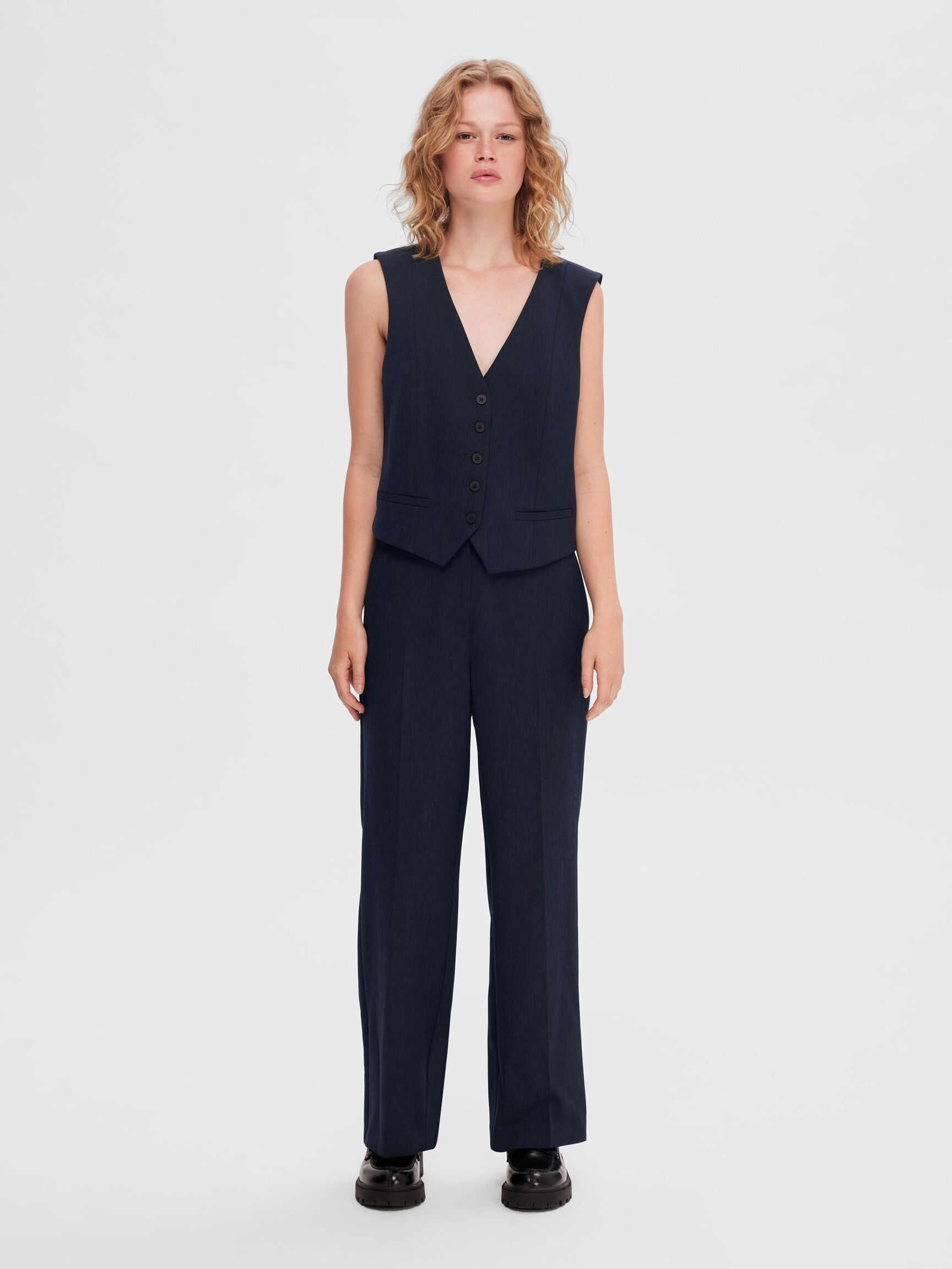 VISKOSEBLANDING SKRÆDDERSYET VEST, Dark Sapphire, highres