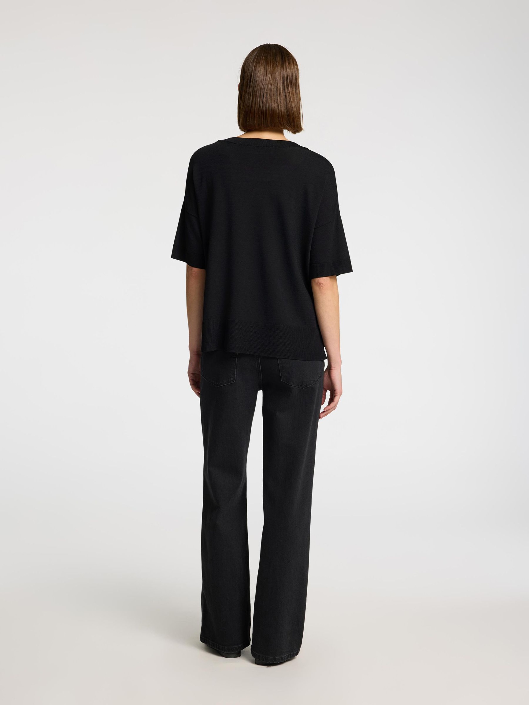 VISKOSEBLANDING LØS T-SHIRT, Black, highres