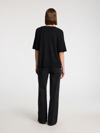VISKOSEBLANDING LØS T-SHIRT, Black, highres