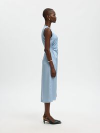 SATIJN MAXI-JURK, Dusty Blue, highres