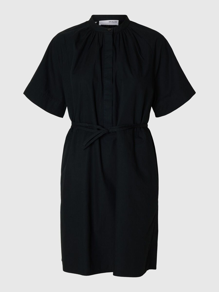 Selected MET KORTE MOUWEN MINI JURK, Black, highres - 16098404_Black_001.jpg