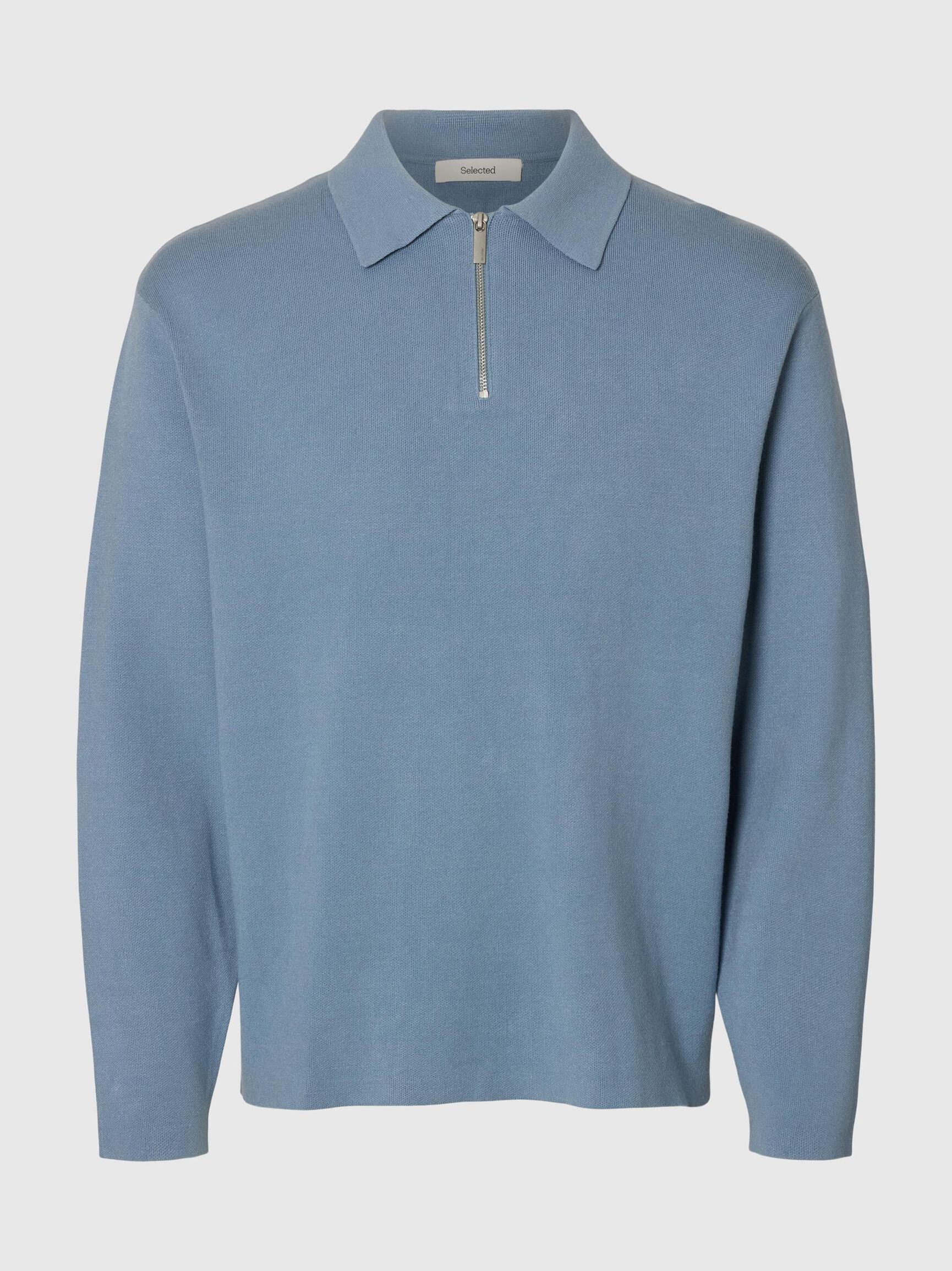HALF-ZIP PULLOVER, Dusty Blue, highres