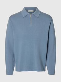 HALF-ZIP PULLOVER, Dusty Blue, highres