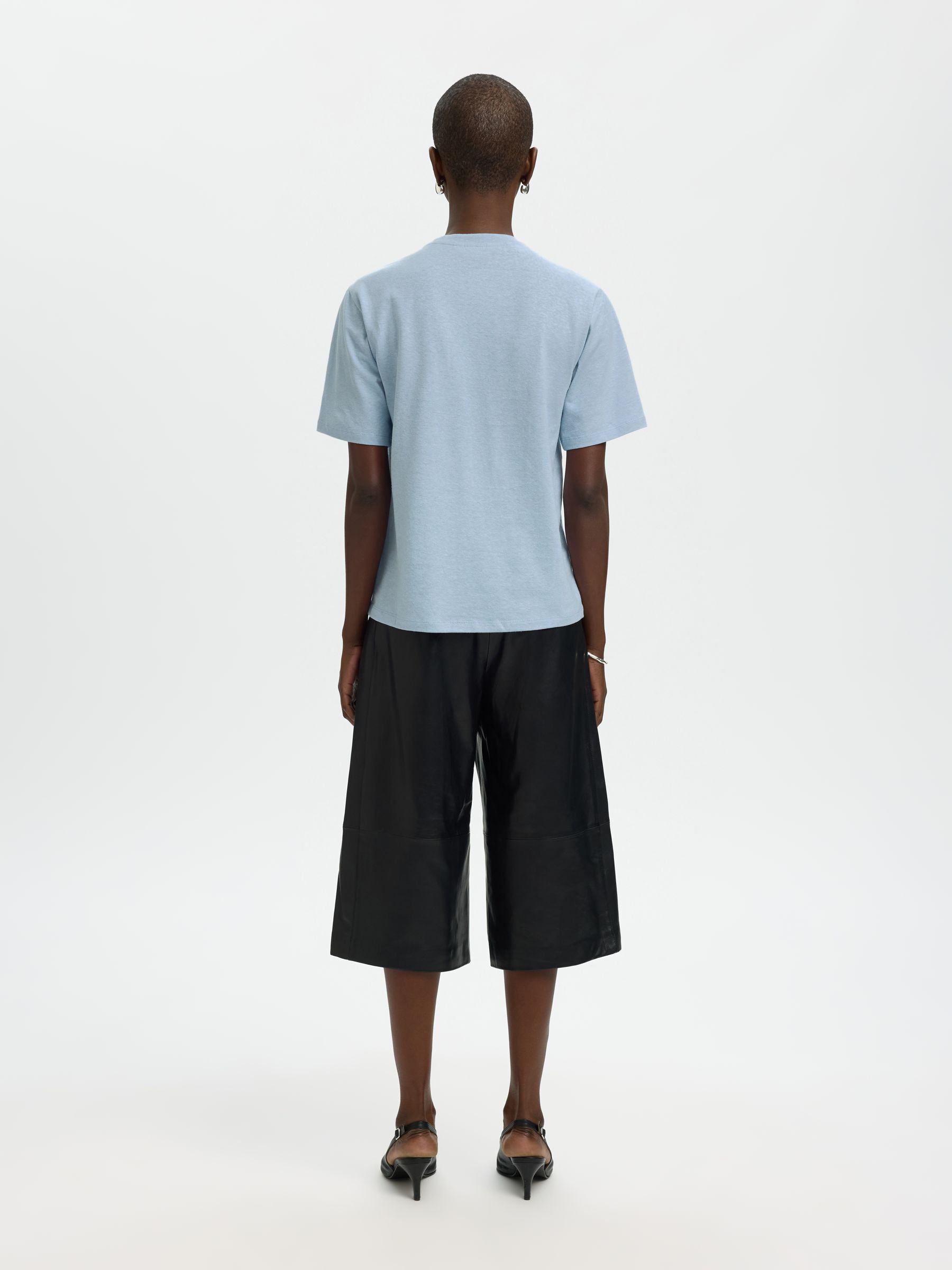 LINEN BLEND T-SHIRT, Cashmere Blue, highres