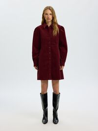 COTTON CORDUROY MINI DRESS, Tawny Port, highres