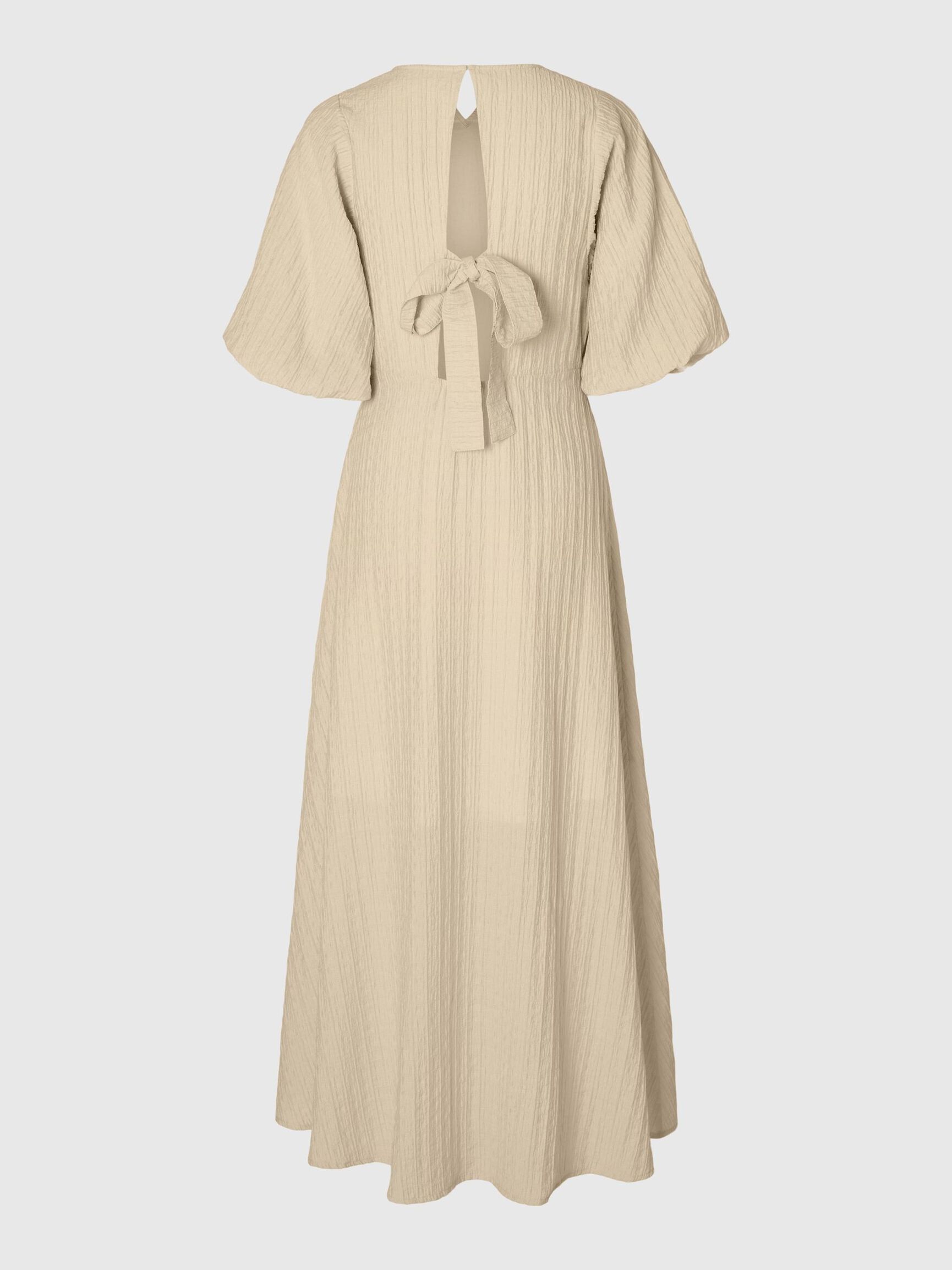 BALLOON SLEEVE MAXI DRESS, Birch, highres