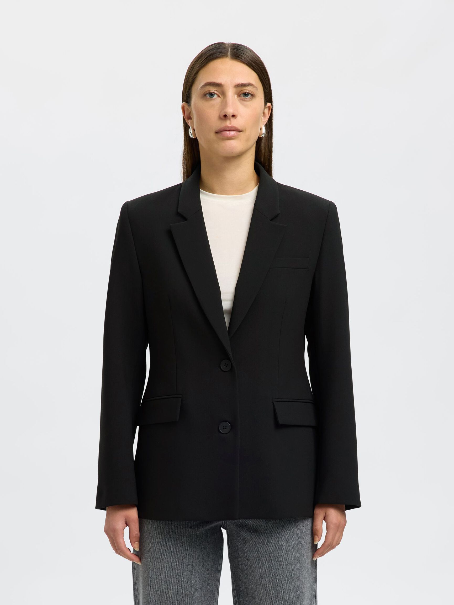 KLASSISK ENKELTSPENT BLAZER, Black, highres