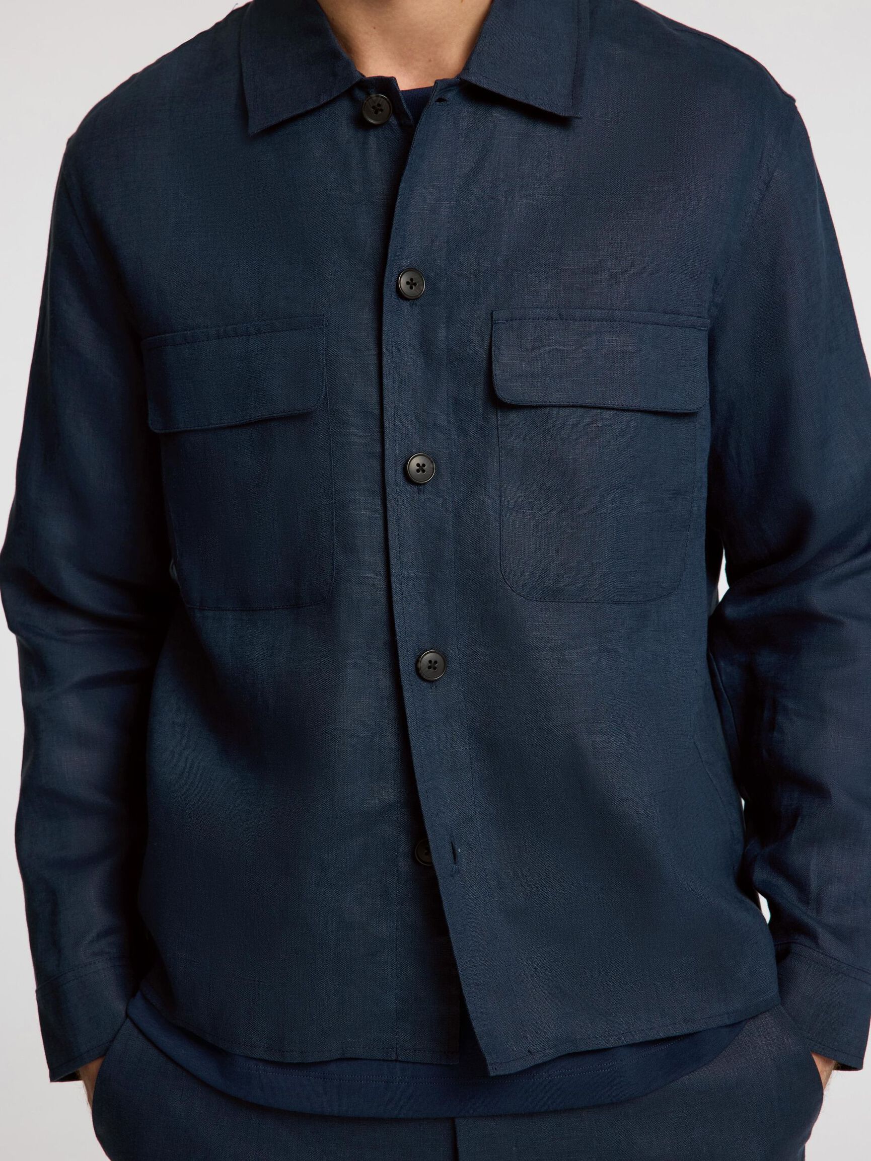 100% LEINEN OVERSHIRT, Outer Space, highres