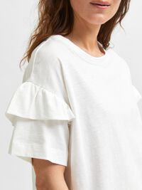 COTTON RUFFLE  T-SHIRT, Snow White, highres