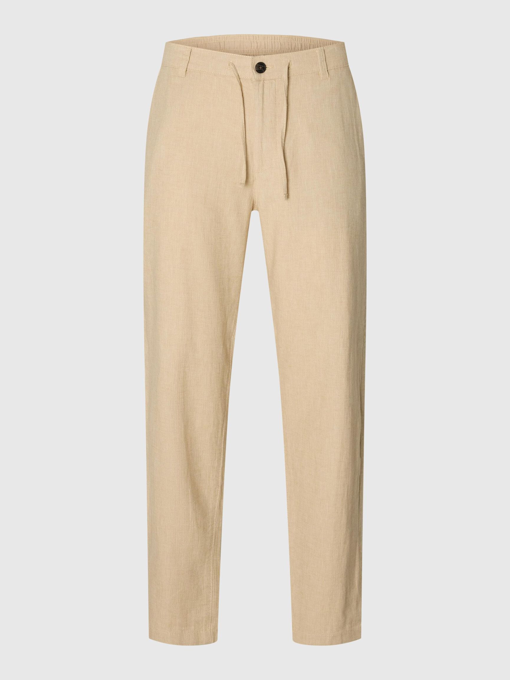 SLIM TAPERED LINEN BLEND TROUSERS, Incense, highres
