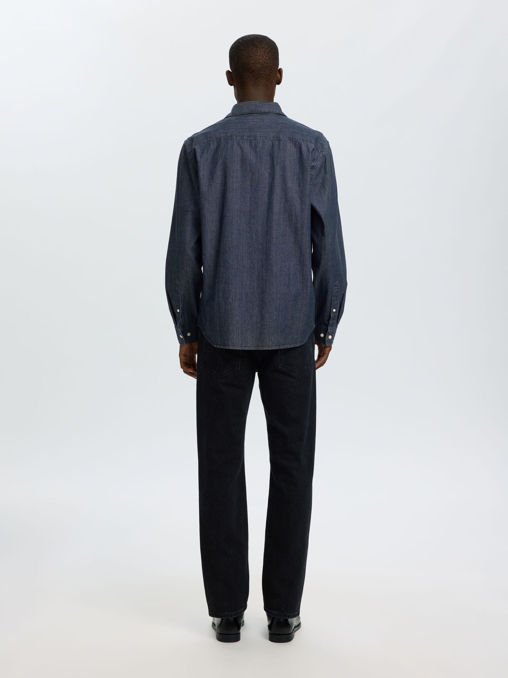 REGULAR FIT  DENIM SHIRT, Dark Blue Denim, highres