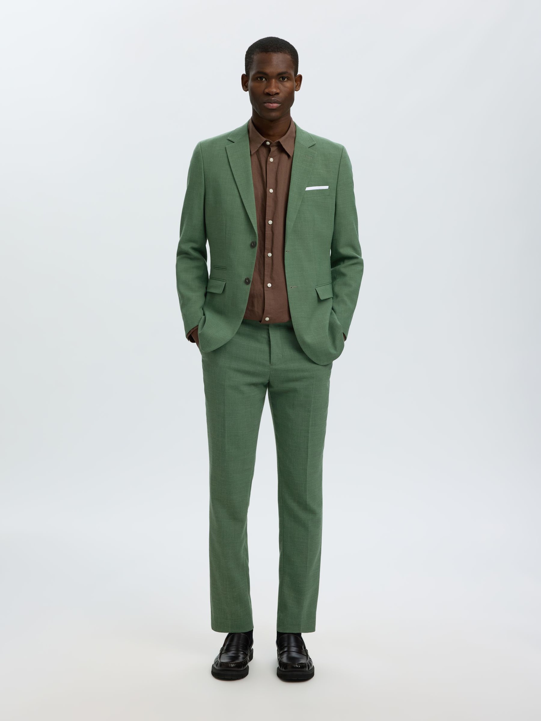 SLIM FIT EINREIHIGER BLAZER, Olive Green, highres