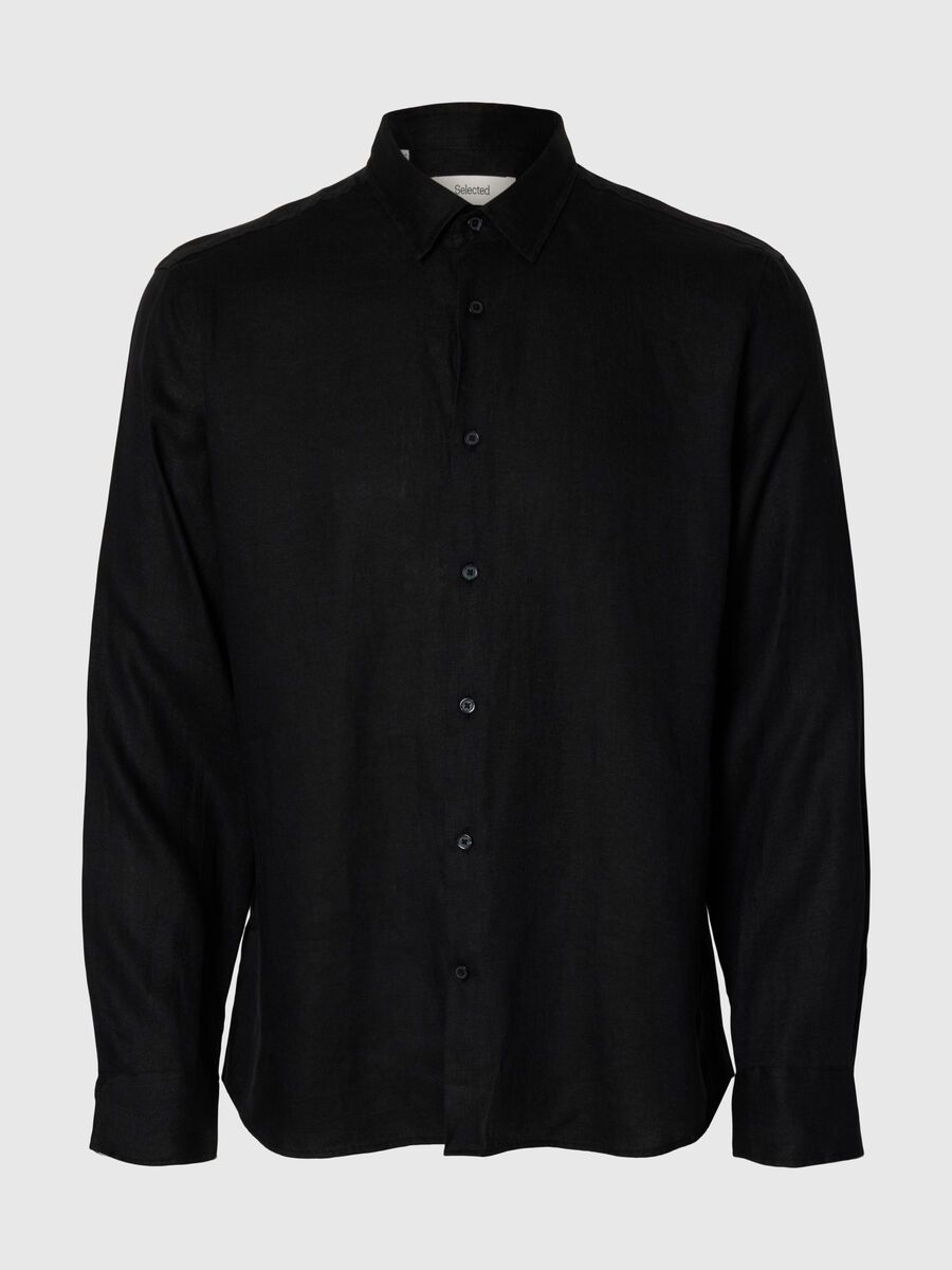 Selected 100% LINEN SHIRT, Black, highres - 16092471_Black_001.jpg