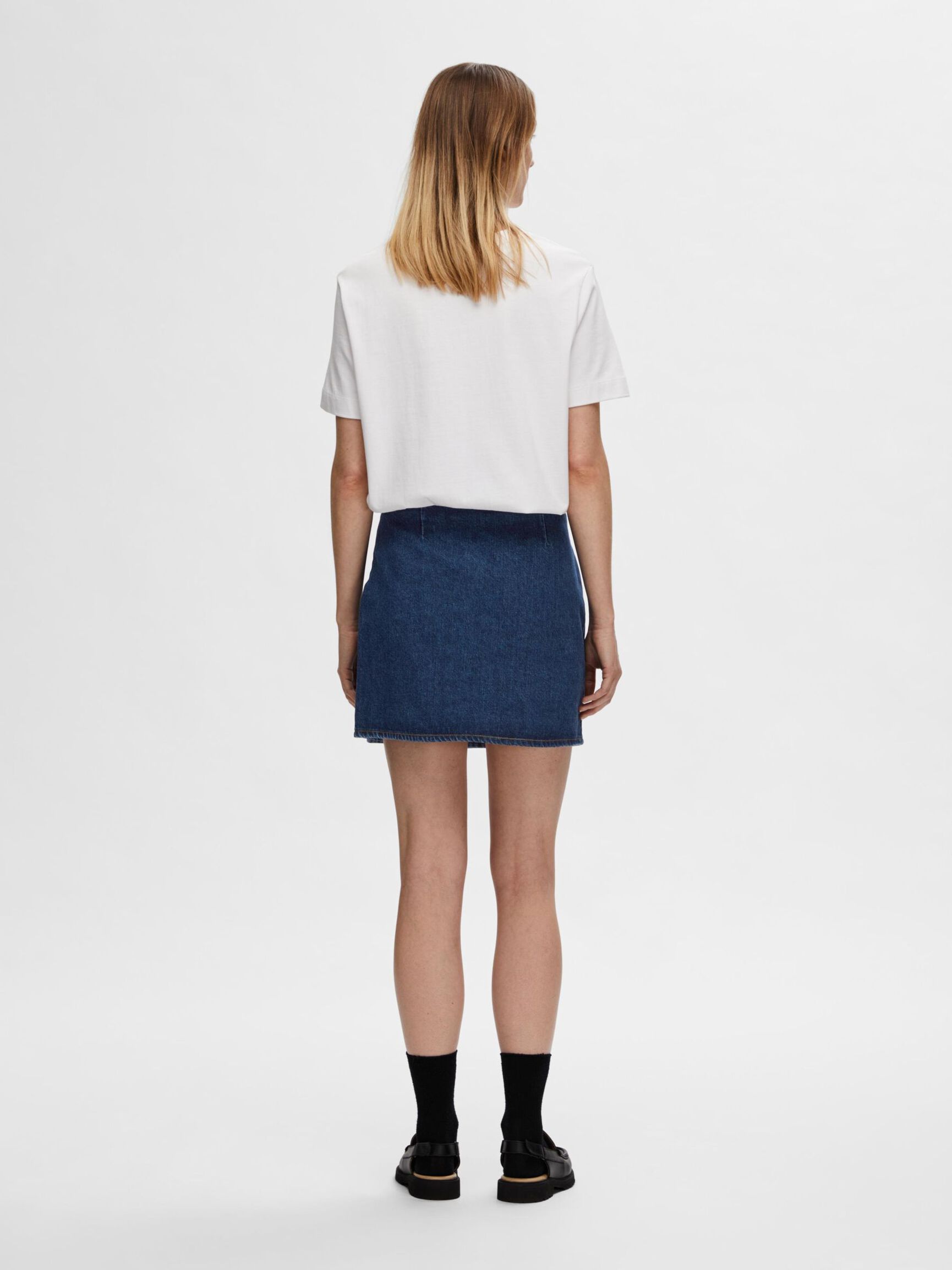 DENIM WRAP SKIRT, Medium Blue Denim, highres