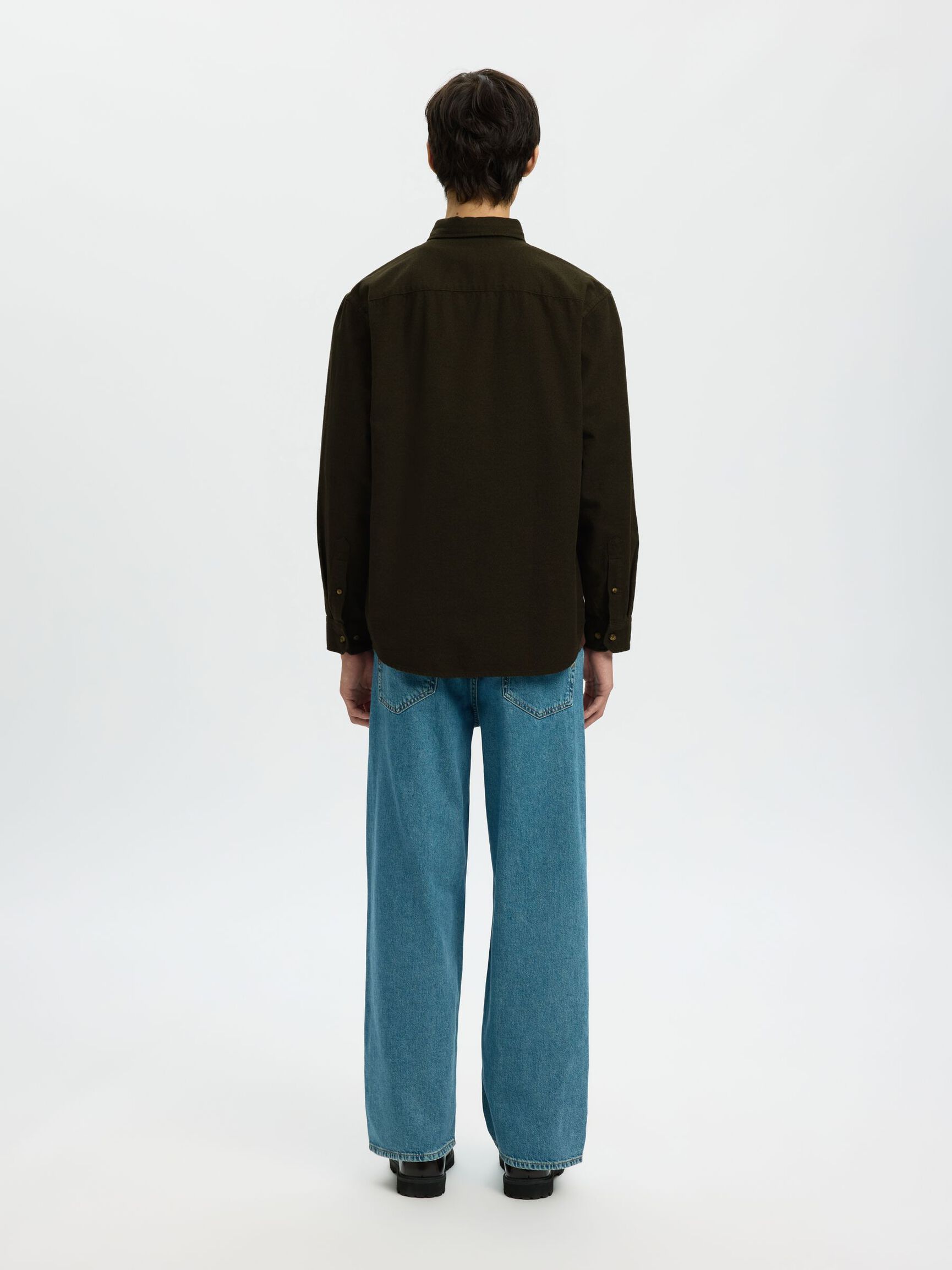 100% COTTON BUTTON-DOWN SHIRT, Forest Night, highres