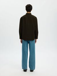 100% COTTON BUTTON-DOWN SHIRT, Forest Night, highres