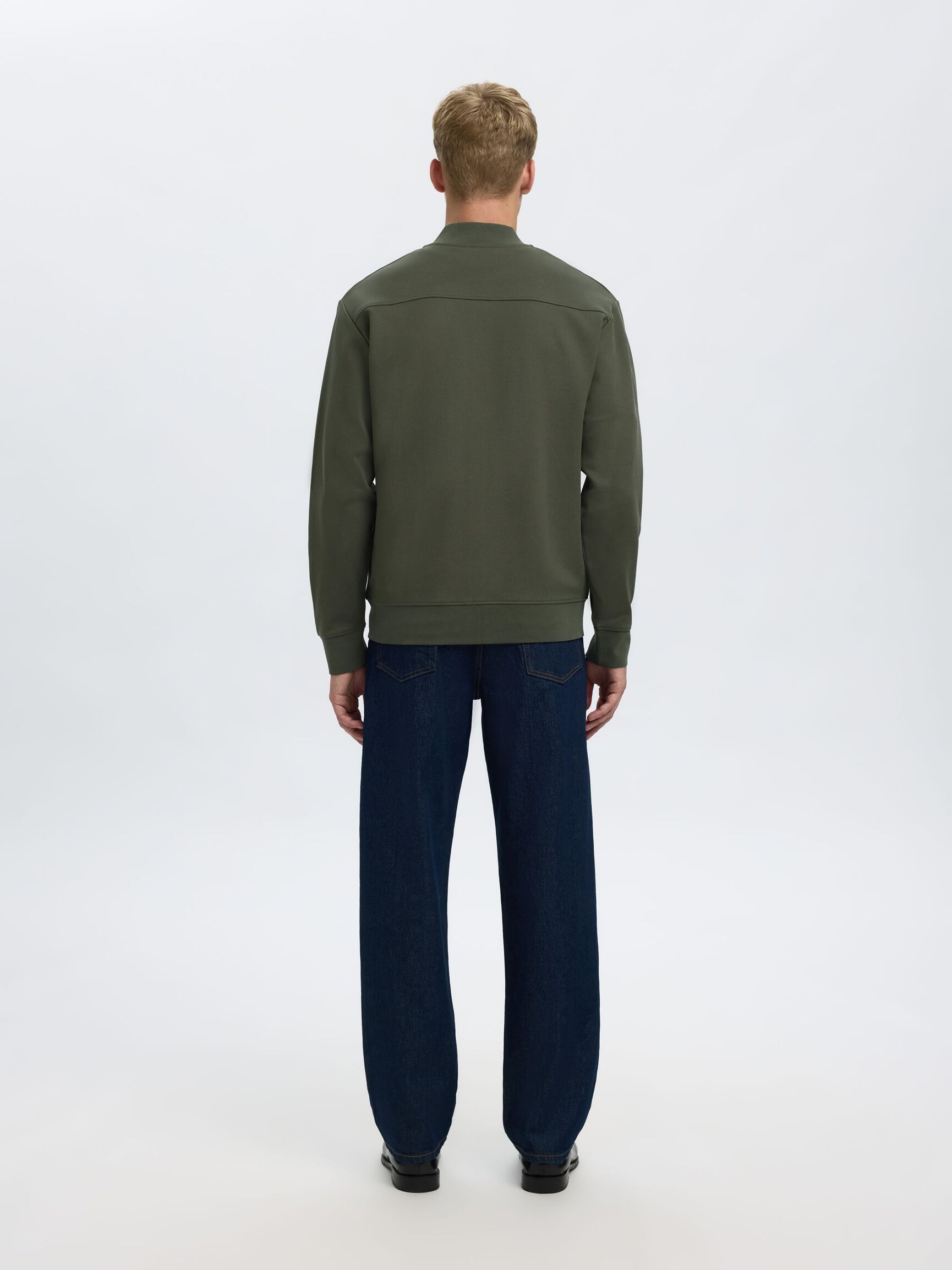JERSEY SWEAT CARDIGAN, Forest Night, highres