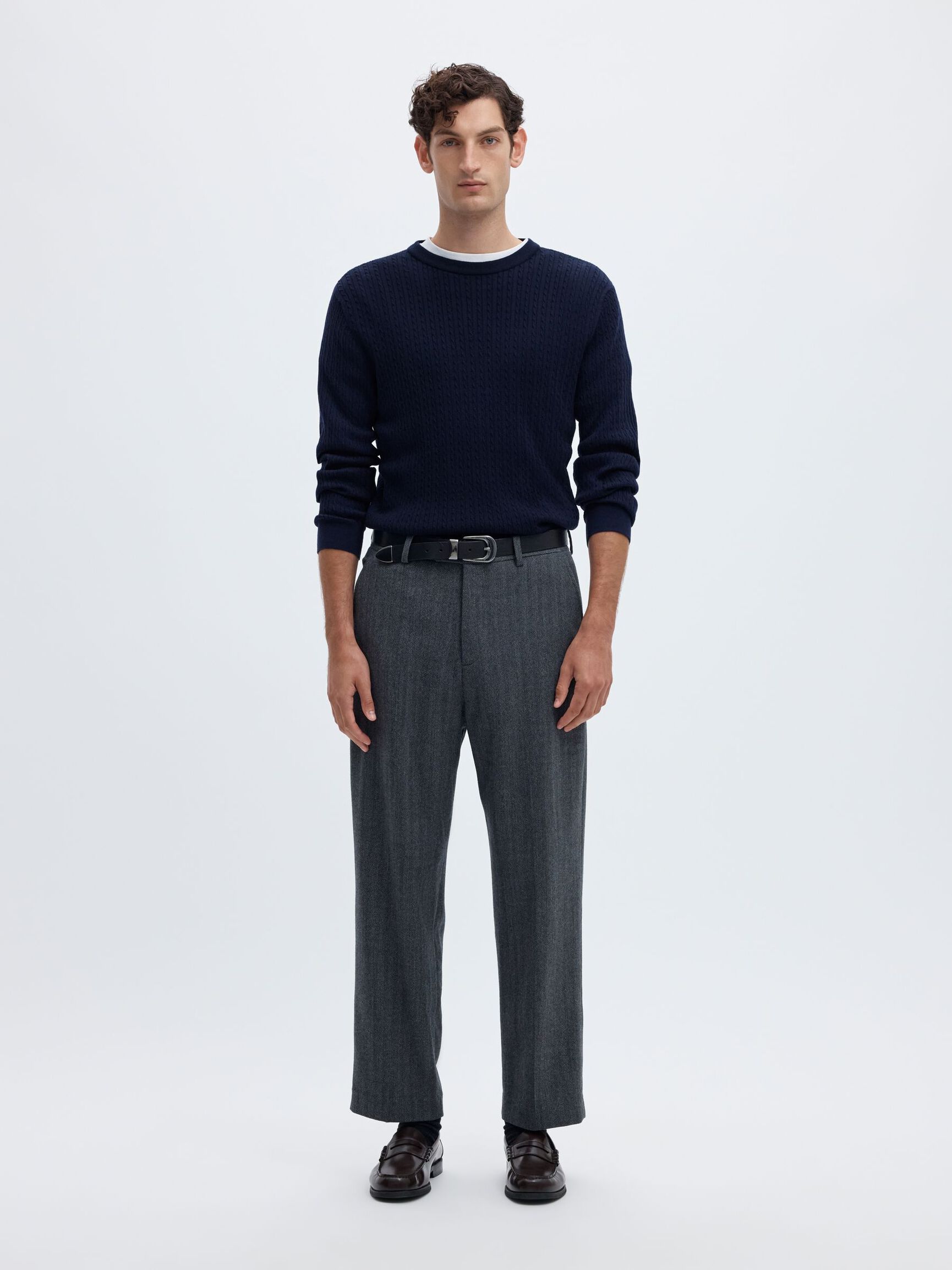 SWETER Z DZIANINY, Navy Blazer, highres