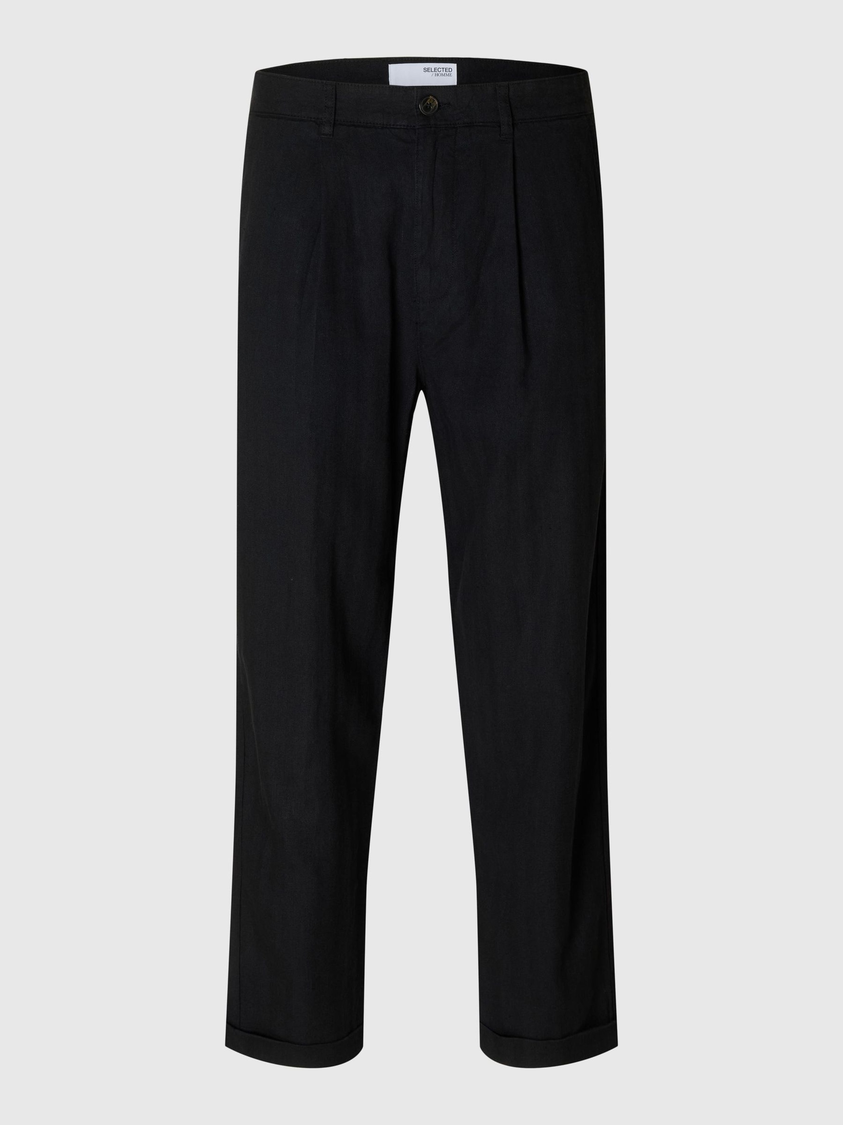 CROPPET AFSLAPPET FIT BUKSER, Black, highres