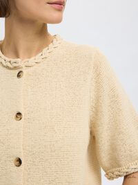 SHORT SLEEVED KNITTED CARDIGAN, Birch, highres