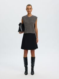WOOL BLEND  KNITTED VEST, Medium Grey Melange, highres