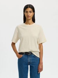 LINEN BLEND T-SHIRT, Nature, highres