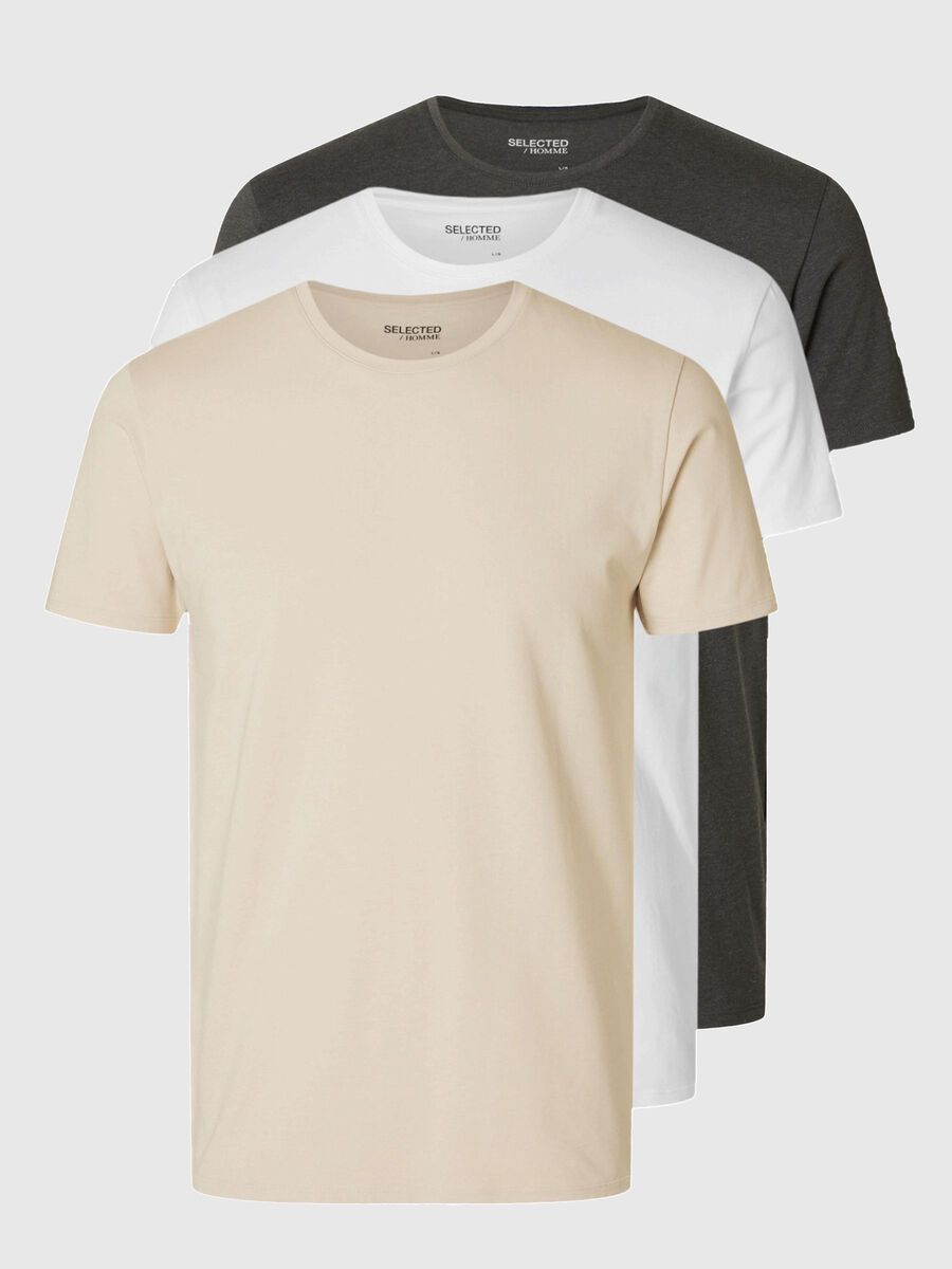 Selected 3-PACK COTTON T-SHIRT, Oatmeal, highres - 16094475_Oatmeal_1166116_001.jpg