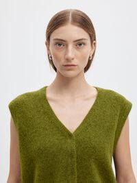 WOOL BLEND KNITTED VEST, Cardamom Seed, highres