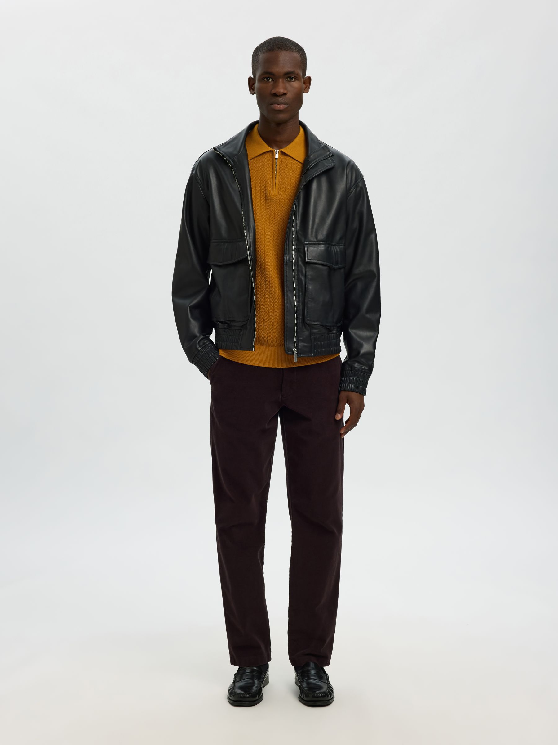 100% COTTON LONG-SLEEVED POLO, Golden Brown, highres