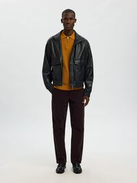 100% COTTON LONG-SLEEVED POLO, Golden Brown, highres