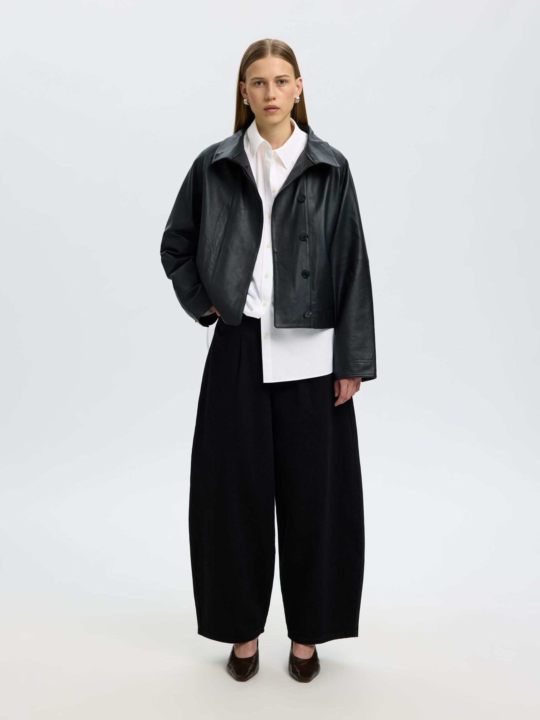 COTTON OVERSIZED SHIRT, Bright White, highres