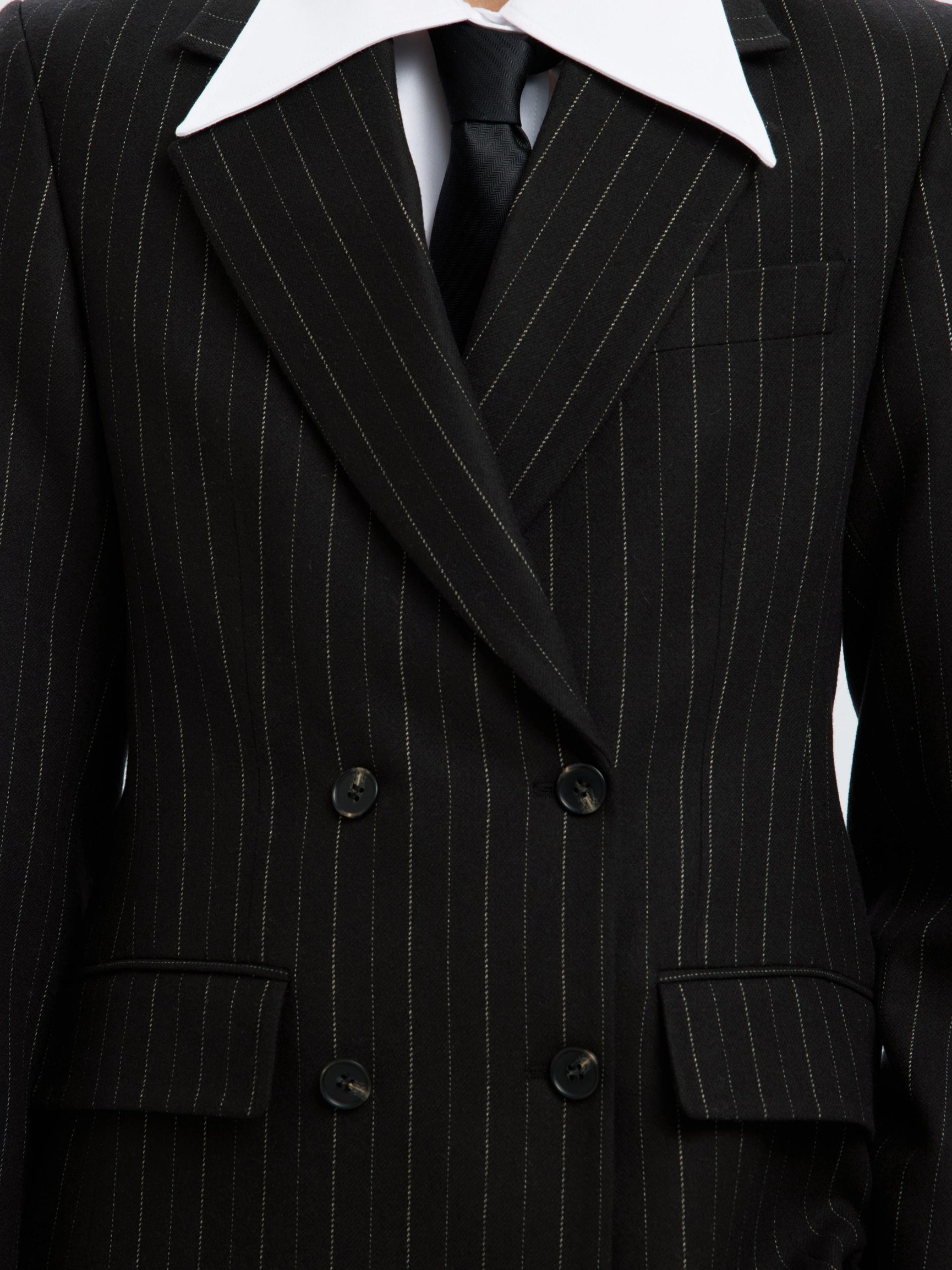 WOOL BLEND DOUBLE-BREASTED BLAZER, Black, highres