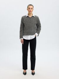 WOLLMIX STRICKPULLOVER, Medium Grey Melange, highres