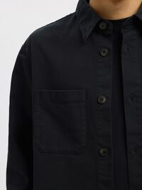 REGULAR FIT TWILL OVERSHIRT, Black, highres