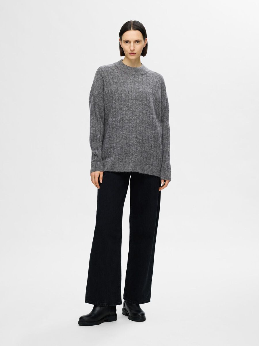 Selected CORTE HOLGADO EN MEZCLA DE LANA JERSEY, Medium Grey Melange, highres - 16094162_MediumGreyMelange_005.jpg