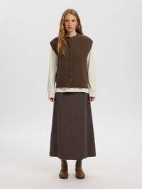 WOOL KNITTED VEST, Turkish Coffee, highres