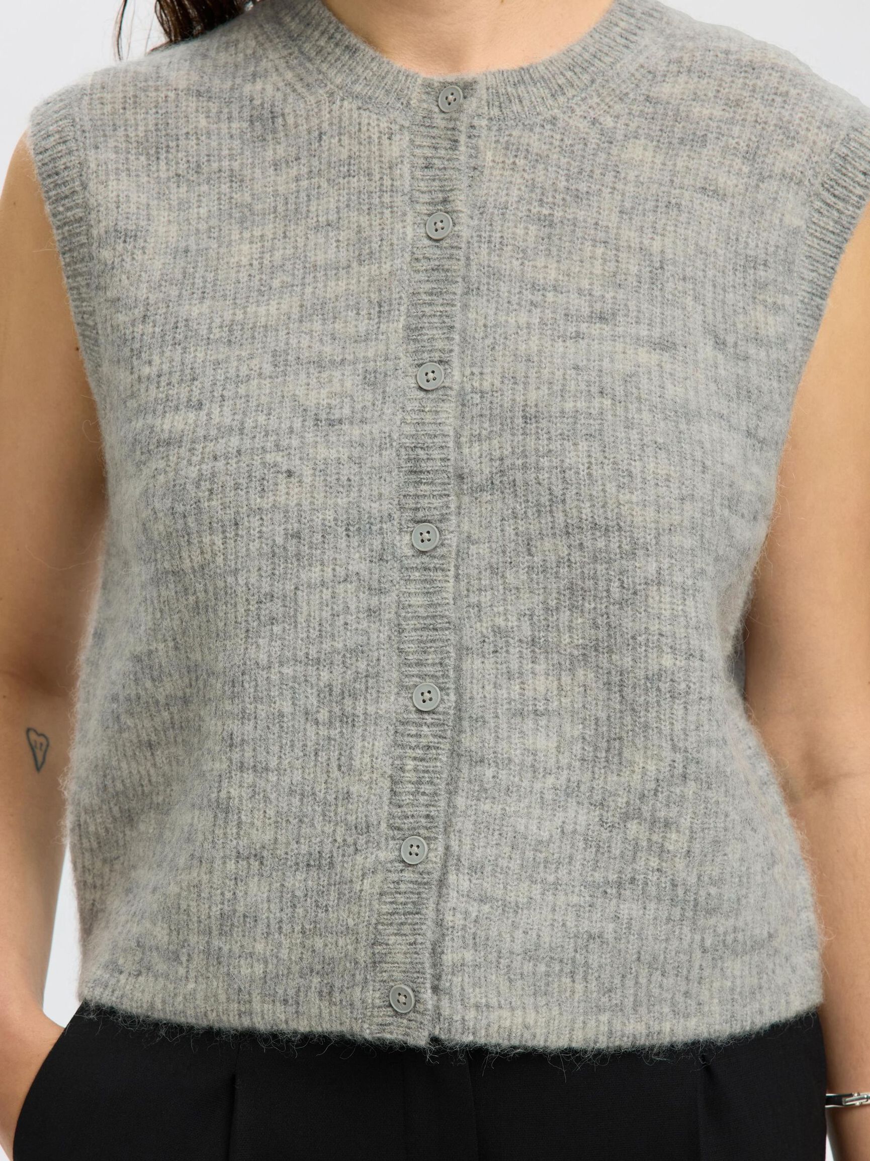 GILET A MAGLIA, Light Grey Melange, highres