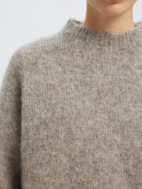 WOOL BLEND  PULLOVER, Steel Gray, highres